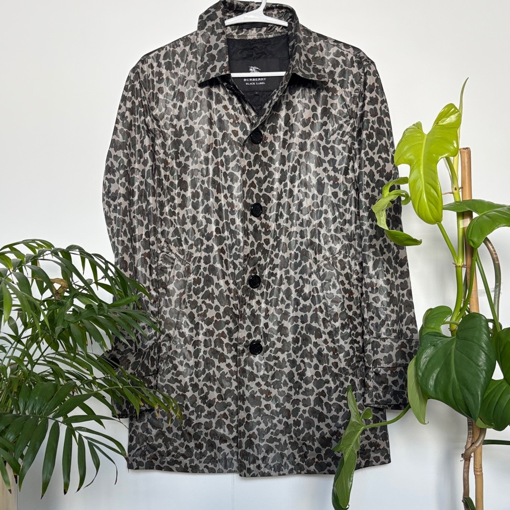 BURBERRY Black Label Black and Gray Patterned army rain Coat